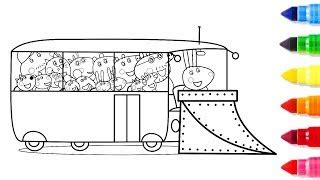 Peppa Pig Bus Coloring Pages - Peppa Pig Coloring Pages Coloringall : Peppa pig on the go ...