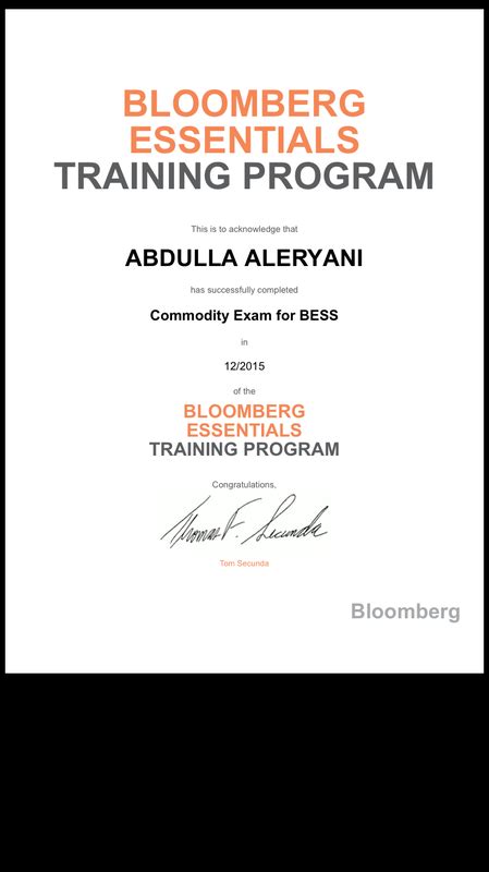 Bloomberg Certificate - Abdulla Aleryani