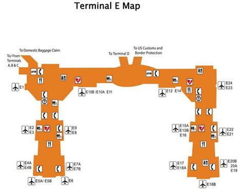 IAH terminal e map - Houston airport terminal e map (Texas - USA)