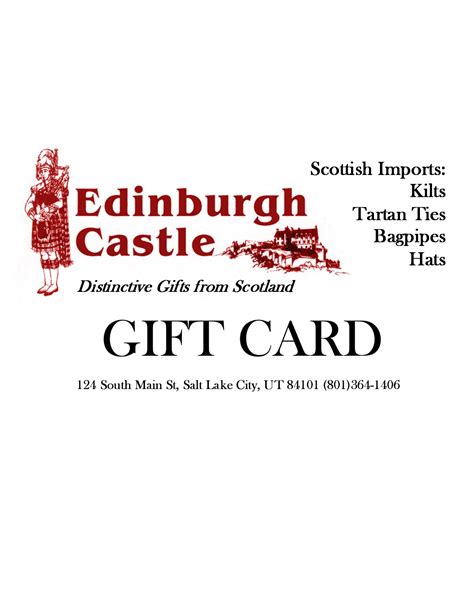 Gift Card - Edinburgh Castle Scottish Imports