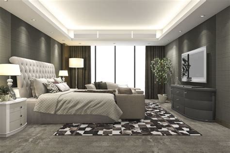 luxury modern bedroom suite in hotel with carpet 3D model MAX 3DS FBX