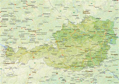 Digital physical map of Austria 1455 | The World of Maps.com