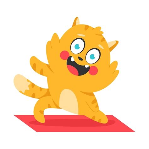 Premium Vector | Funny cat doing fitness exercise vector cartoon ...