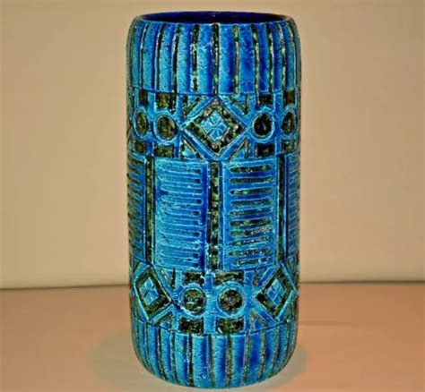 ALDO LONDI ORIGINAL Vintage Bitossi Raymor Blue Porcelain Tall Vase Plant Stand $1,746.50 - PicClick
