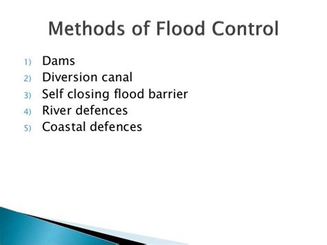 Methods of flood control