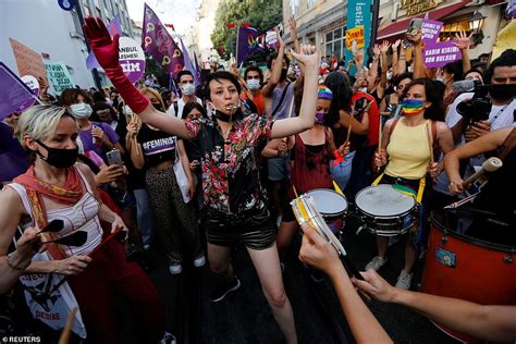 Turkish women protest after President Erdogan withdrew his country from women's rights ...