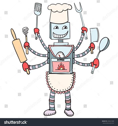 Robot Chef Drawing. Stock Photo 208421608 : Shutterstock