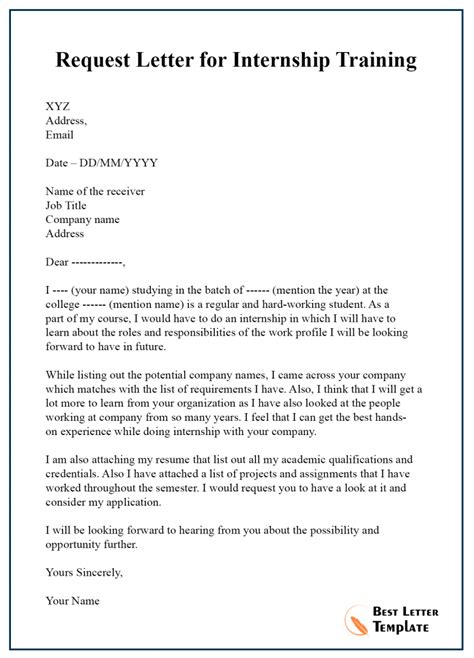 Internship Letter Format From Company To Students – Coverletterpedia