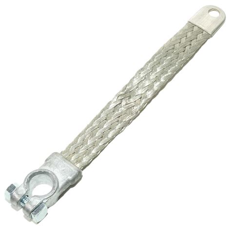 Braided Ground Strap, 2 Ga Clamp To Lug, 9"..