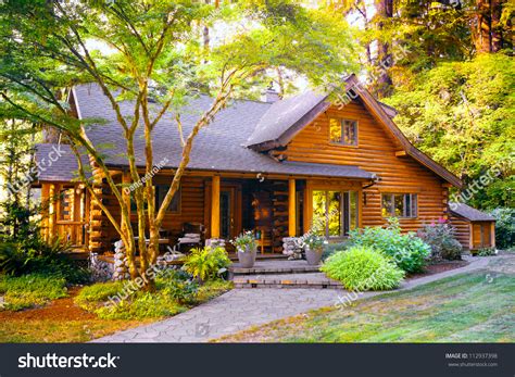 Modern Log Cabin Home Forest Environment Stock Photo 112937398 ...