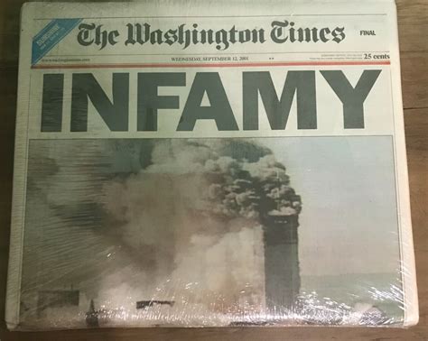 The Washington Times 9/11 September 11 2001 Sealed Newspaper from 9/12 ...