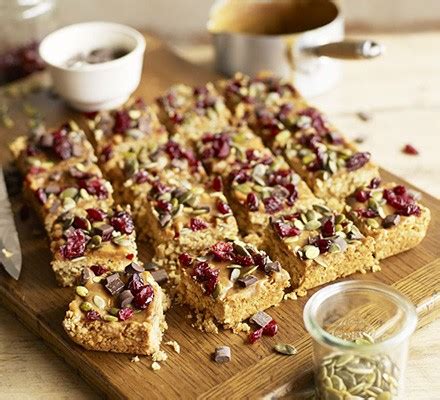 Cranberry, pumpkin seed & caramel flapjacks recipe | BBC Good Food