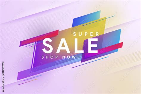 Super sale. Shop now banner. Trendy minimal design as template for cover, presentation, banner ...