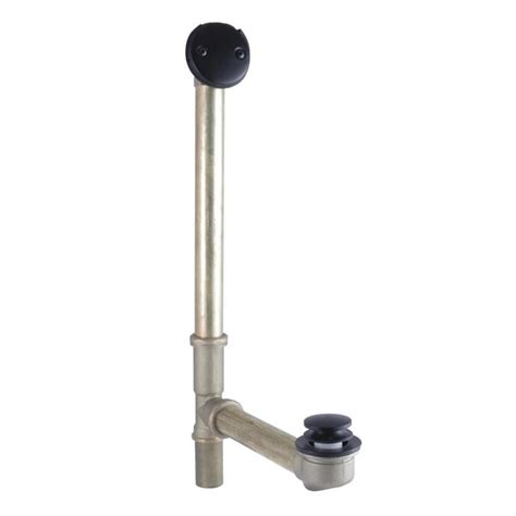 Kingston Brass 1.5-in Matte Black Toe-Tip Drain with Brass Pipe in the Bathtub Drains department ...