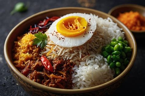 Premium Photo | Layered flavors in a bowl of nasi liwet