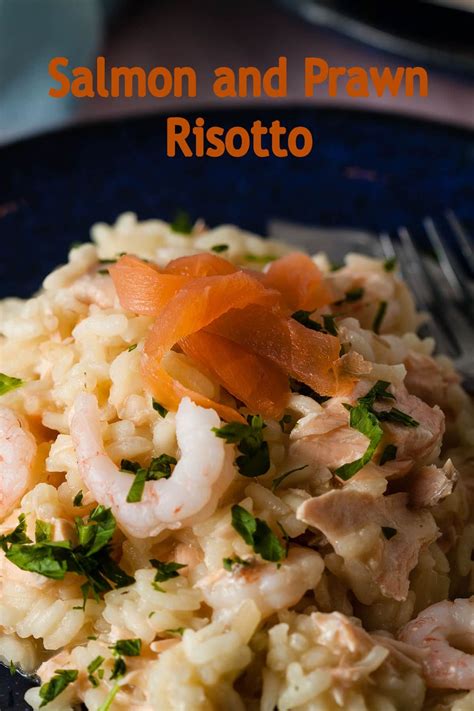 Serve this creamy poached salmon and prawns risotto as a family dinner ...