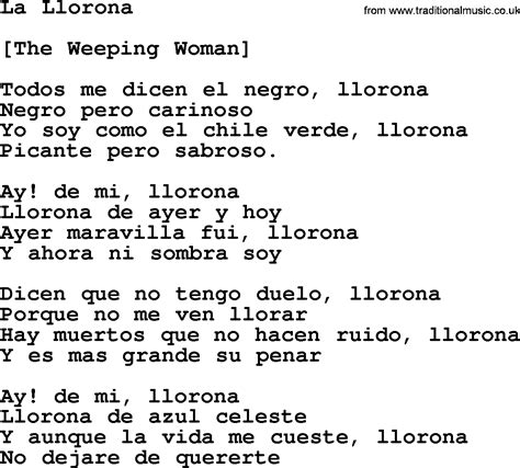 La Llorona Spanish Lyrics