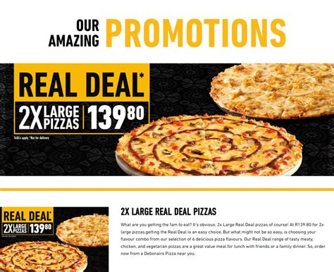 Debonairs Specials & Pizza Real Deal Menu