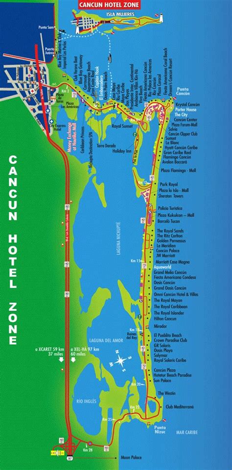 Cancun Hotel Zone Map | Cancun hotels, Cancun mexico hotels, Mexico hotels