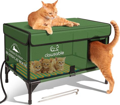 Clawsable Indestructible Heated Cat House for Outdoor Cats in Winter, Extremely Waterproof ...