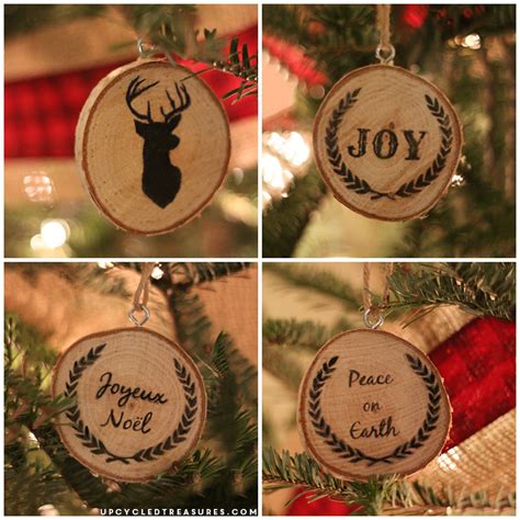 DIY Wood Slice Christmas Ornaments - Upcycled Treasures