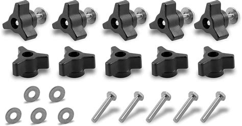 1/4 inch x 20 tpi T-Track/T-Slot Through-Hole Knobs Bolts and Washers For Use with Mini T-tracks ...