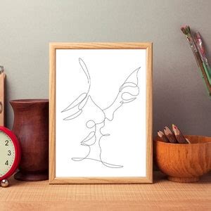 Kiss Line Art Abstract One Line Art Kiss Line Drawing - Etsy