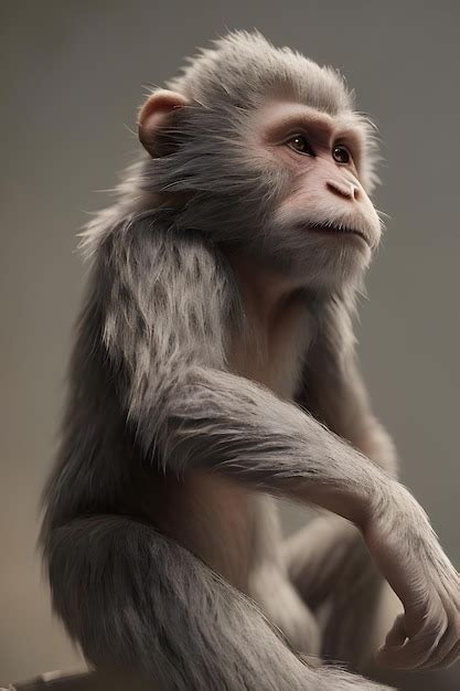 Premium Photo | A monkey with a long tail sits on a table.