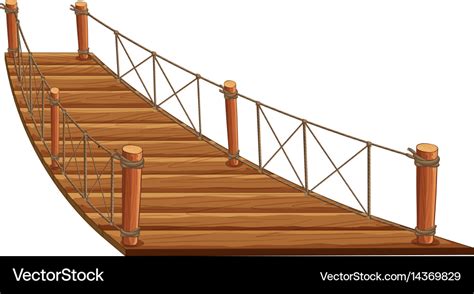 Wooden bridge with rope attached Royalty Free Vector Image