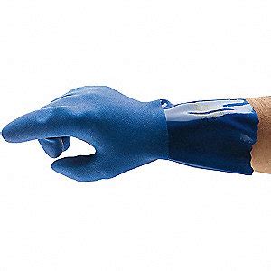 ANSELL PVC Chemical Resistant Gloves, 10, 12" Glove Length, Blue, 63.00 ...