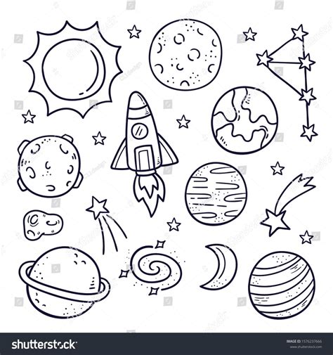 Set of hand drawn cosmic elements. #Sponsored , #Affiliate, #hand#Set#drawn#elements | Space ...