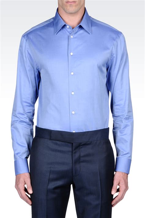 Lyst - Armani Long Sleeve Shirt in Blue for Men