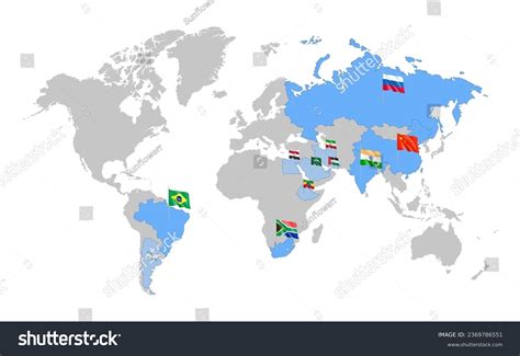 BRICS world map of five countries association - Royalty Free Stock ...