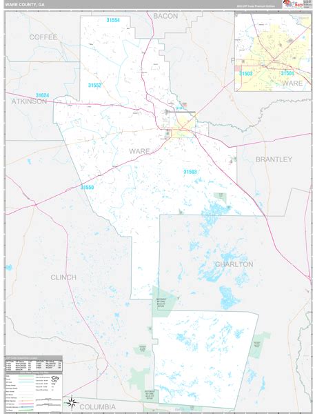 Ware County, GA Wall Map Premium Style by MarketMAPS - MapSales