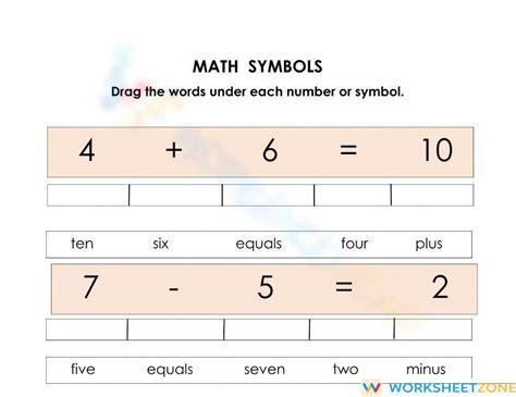 Math Symbols Worksheet