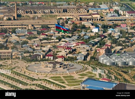 Aerial view of the Square of the National Flag, Nakhchivan, Nakhchivan ...