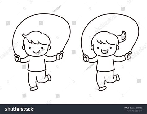 Illustrations Children Playing Fun Skipping Rope Stock Illustration ...