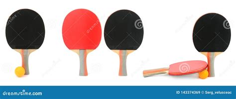 Set Table Tennis Rackets Isolated on White Stock Image - Image of ...