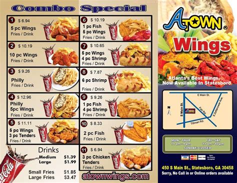 Menu at A Town Wings restaurant, Brunswick