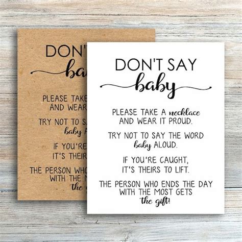 Don't Say Baby Game Don't Say Baby Printable - Etsy