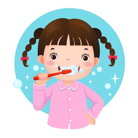 Dents De Brossage D'une Fille Illustration Stock - Illustration du ...