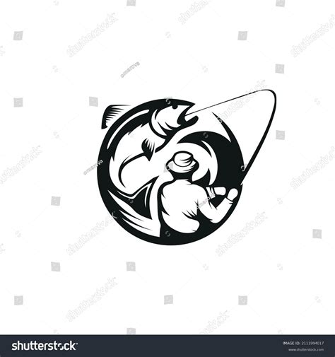 Fisherman Fish Black White Vector Illustration Stock Vector (Royalty Free) 2111994017 | Shutterstock