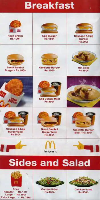 Mcdonalds Menu Kaart | Kaart