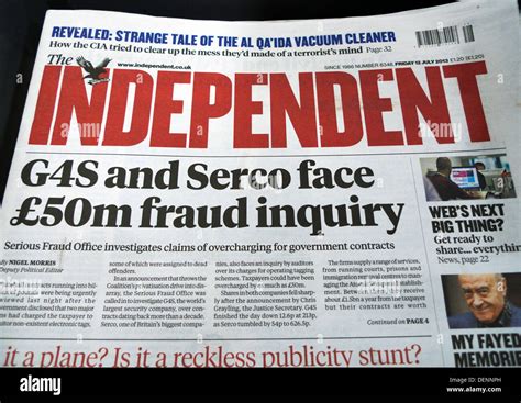 Independent newspaper headline g4s serco hi-res stock photography and images - Alamy