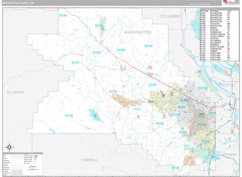 Washington County, OR Wall Map Premium Style by MarketMAPS - MapSales