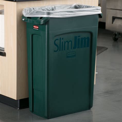 Rubbermaid 1956186 Slim Jim 23 Gallon Green Trash Can