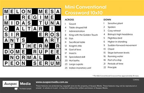 Mini Conventional Crossword 10x10