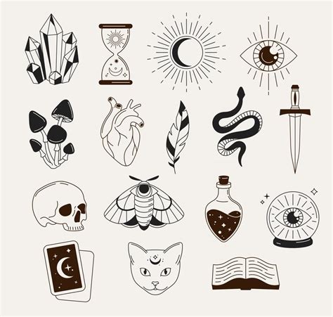 Witchcraft objects and symbols 2976249 Vector Art at Vecteezy