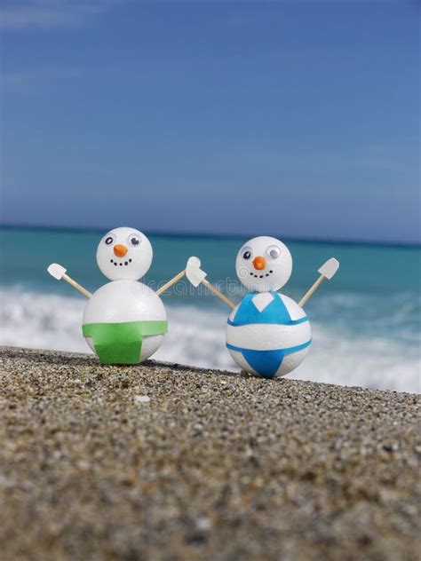 Snowman beach vacation stock image. Image of dancing - 30760653