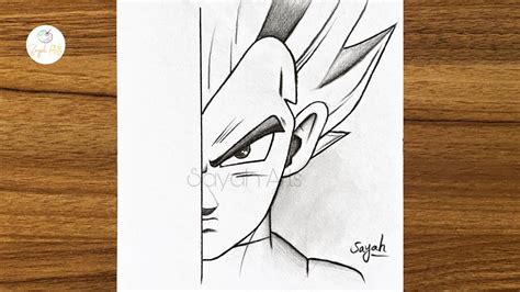 How to draw Vegeta SSJ step by step || Vegeta half face drawing || Easy ...